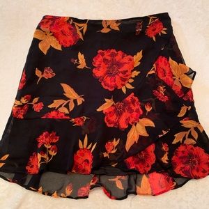 Floral Mini Skirt with Ruffles